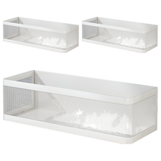 磁吸收納盒 特大號 附磁條, 3個, 白色