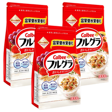 Calbee 卡樂比 Frugra 富果樂 水果早餐麥片, 1kg, 3個