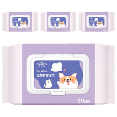 MeiShiYu 寵物專用濕紙巾 16.5 x 12cm, 80抽, 4包
