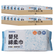 PiYOPiYO 黃色小鴨 珍珠紋柔韌升級嬰兒綿柔巾, 80張, 72包