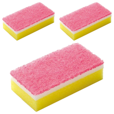 3M Scotch-Brite 日系3層海綿菜瓜布–細緻柔刷, 粉色, 3個, 1個裝