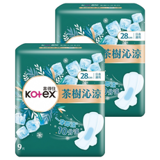 Kotex 靠得住 茶樹沁涼涼感衛生棉 日夜適用, 2套, 9片, 28cm