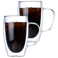 BOACUP 雙層玻璃杯有提把 透明, 450ml, 2個