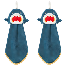 鯊魚掛式擦手巾, 深藍色, 2條