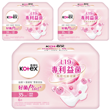 Kotex 靠得住 好菌Plus+衛生棉 夜用 蝶翼型, 3套, 6個裝, 35cm
