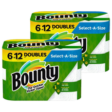 Bounty 兩層隨意撕特級廚房紙巾 90張, 6捲, 2袋