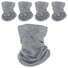 Porabella 保暖/多功能/舒適/透氣/親膚/細絨毛/彈力面罩 WMF002, 5個, 淺麻灰色