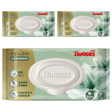 HUGGIES 好奇 Y24 小森林純水嬰兒超厚濕巾 40523, 3個, 80張, 70gsm
