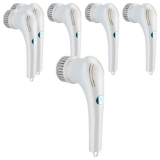 多功能電動手持洗碗刷/清潔刷/廚房衛生間污漬清潔器 附5個刷頭, 6個, 白色
