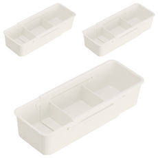 抽屜分格伸縮置物盒 窄款 小, 3個, 白色