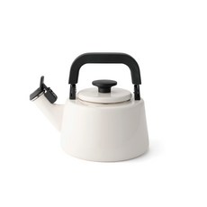 EJIRY 琺瑯笛音茶壺, 2.1L, 白色的