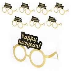 indi.k 金色新年快樂派對眼鏡, 金色, 8個