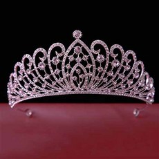 Damon 美麗半圓形皇冠婚禮頭飾 MNB036, 銀白色, 1個