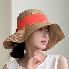 딥톡 밀짚 라탄 리본 버킷햇 SB23