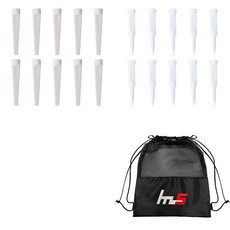 NAYASTYLE 高爾夫塑膠球梯 2種 x 10入 + 收納袋套組 GFYP-185-1+177-1PU, 白色, 白色