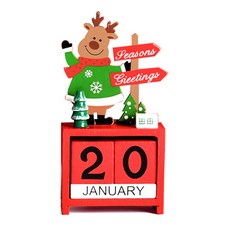 JH Company 快樂聖誕木製日曆, 紅色, 1個