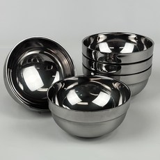 QUEEN SENSE Hekins 不鏽鋼雙層湯碗 12 cm, 5個, 銀