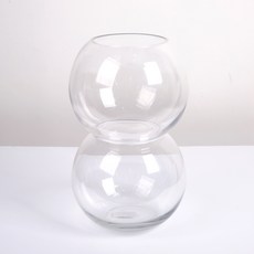 圓形圓形透明玻璃花瓶花瓶室內裝飾小物 2入, 單一顏色
