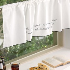 簡約字母短窗簾, 白色