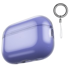 워너프 애리스 클리어 젤리 에어팟 프로 2세대 케이스 + 스트랩 키링, 클리어 블루퍼플, 1개