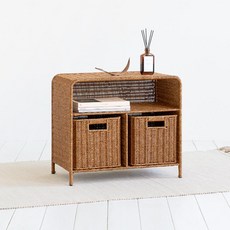 house recipe. PP藤編 寬版 1層 收納櫃, 棕色, 1個