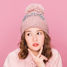 NAYA STYLE 男女款針織毛帽 DJBG-65-7, 粉紅色