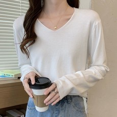 PEONIST 女款日常穿搭V領長袖針織衫