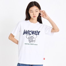 홀하우스 남녀공용 통기성 디즈니 HELLO 미키 반팔 티셔츠 HM2TSU104