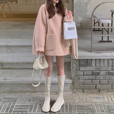 구디프 여성용 벌룬소매 버튼 업 숏 코트