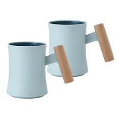 MONACO OLIVE 木柄馬卡龍色漱口杯, 靛藍色, 2個