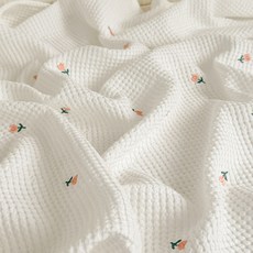 my little daisy 嬰兒用莫代爾鬆餅格紋毯, 鬱金香刺繡