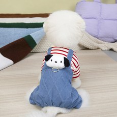 PASTEL PET 寵物格紋吊帶連身衣, 紅色, 1個