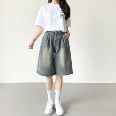 jalbba jean 女款5分牛仔寬褲