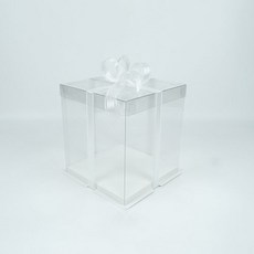 천운패키지 케이크 상자 2단 1호 + 리본 세트, 투명, 1개