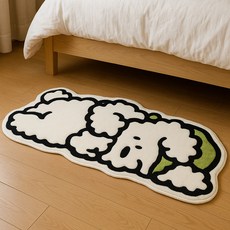 Leto 比熊犬圖案腳踏墊 LFM-C06, 綠色帽子