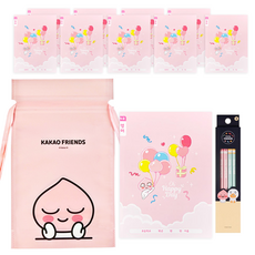 KAKAO FRIENDS 筆記本 10入+鉛筆 4入+不織布袋, 隨機發貨（鉛筆、無紡布袋）, 1套