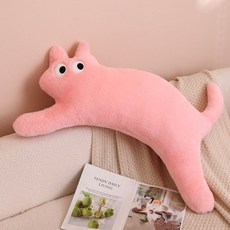 FRANOND 可愛斜眼貓咪長條抱枕, 粉色