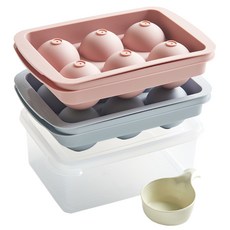 Easy&Free 冰球機 6 球 2 種 + 儲冰盒 + 圓勺套裝, 珊瑚粉+天藍色+透明+象牙白, 1組