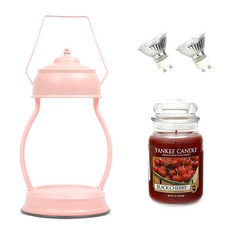 YANKee CANDLe 暖燈 + 大罐蠟燭 + 燈泡 2p 組, 嬰兒粉, 黑櫻桃