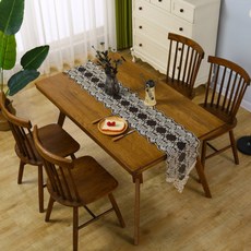 MarketA 奢華蕾絲桌旗, 黑色, 30 x 180 cm