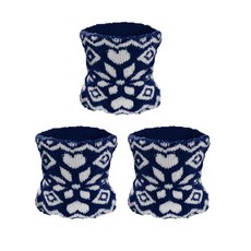 INCONTRO 保暖纖薄提花多功能圍脖 3件組, 深藍色, 3個