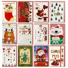 1000 聖誕卡 E10 2 和 3 12款, 混合顏色, 1套