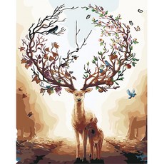 Aiemmini DIY 星光畫+光纖心情燈套組 40 x 50cm, 雄偉的鹿