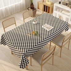 棋盤格紋桌布 黑色 90*90cm, 1個, 1件