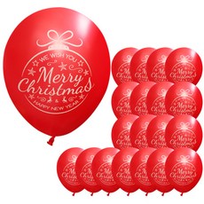 오너먼트 크리스마스풍선 30cm x 20p + 손펌프 랜덤발송 + 컬링리본 화이트 소, 레드, 1세트
