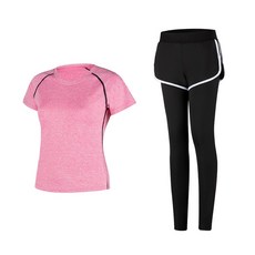 Naya Style 女性瑜珈短袖上衣 + 短褲緊身褲套裝 1704