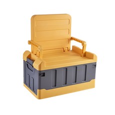 椅子兼用折疊露營戶外箱, 黃色, 1個