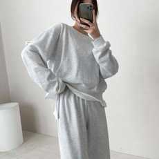 MYSEASON 女款開衩設計素色大學T上下套裝