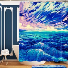 카리스 풍경 그림체 디자인 욕실 샤워 커튼 A10 180 x 180 cm, 1개
