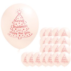 聖誕樹造型氣球 30cm x 20入 + 手動打氣筒 隨機出貨 + 白色緞帶(小), 白色, 1套